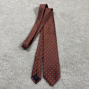 Robert Jensen Tie Mens Orange Silk Made Italy Geometric Floral